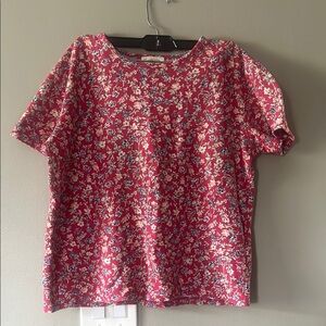 Talbots Red Boxy Short Sleeve Blouse